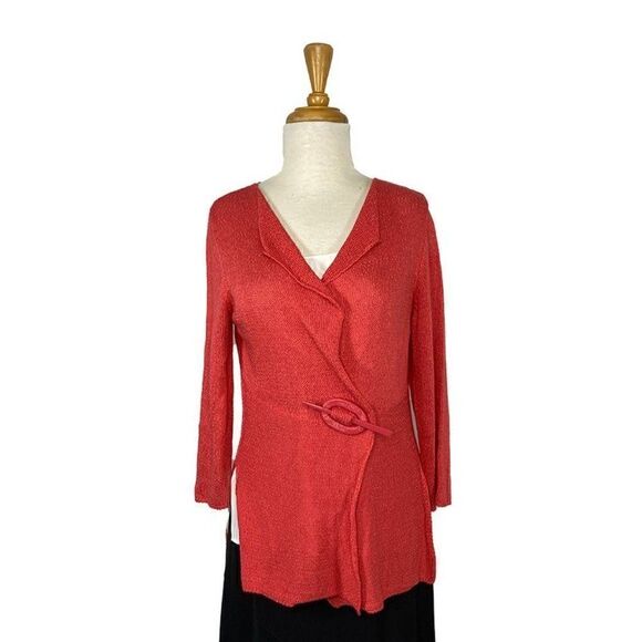 Angel Apparel S Coral Pink Cardigan Sweater Art To Wear Lagenlook Bohemian Boho - Picture 7 of 13